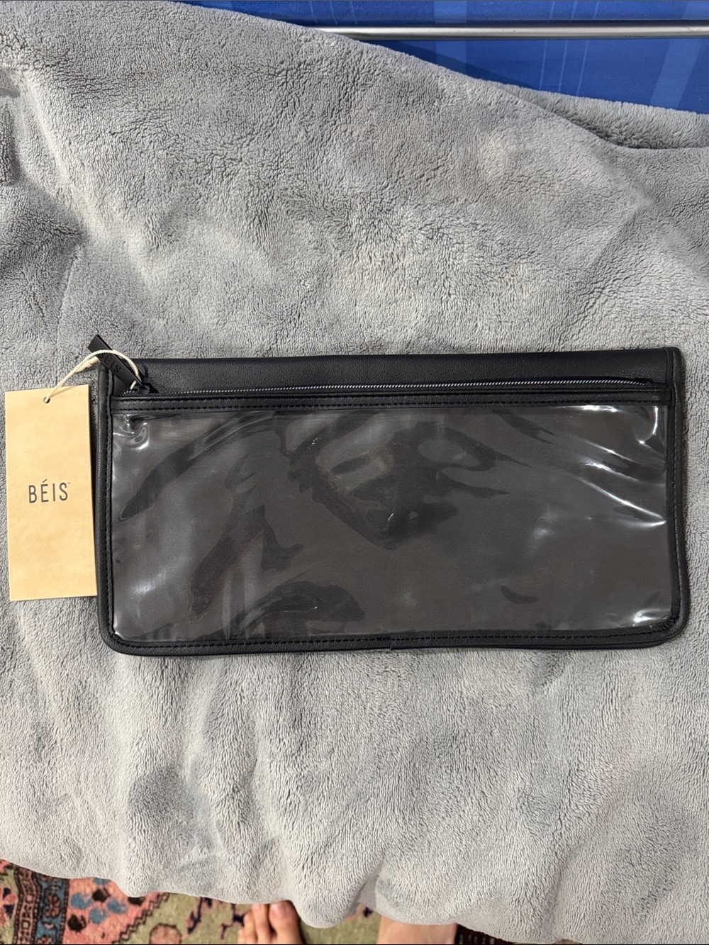 SUPER RARE: NWT BEIS Seatback Organizer Clear Travel Pouch in Black